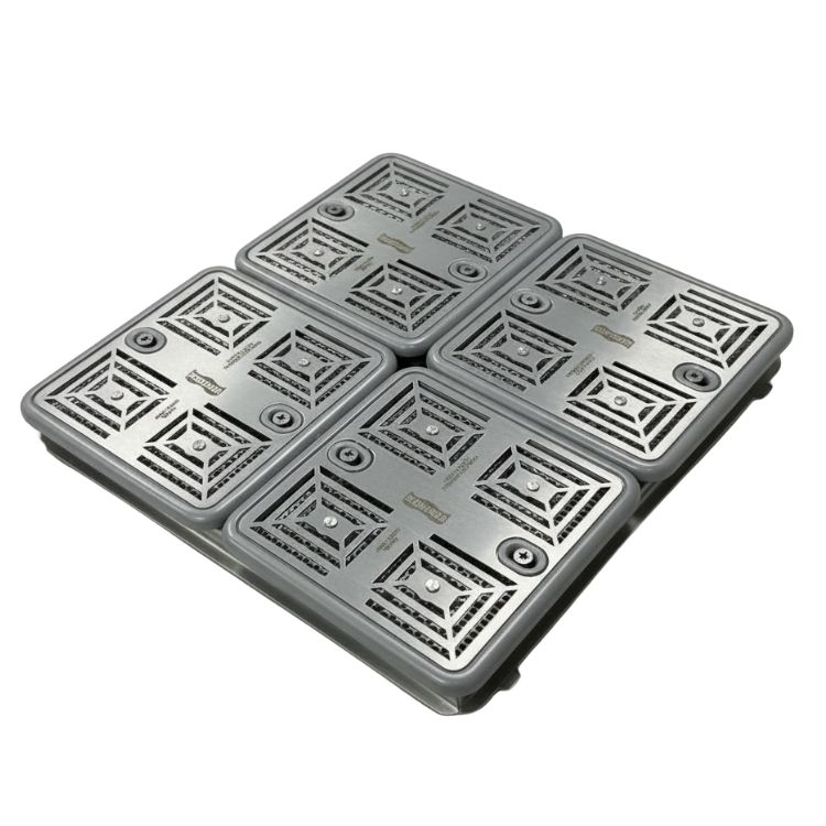 Grade para piscina anti-aprisionamento com 4 tampas em aço inox 316